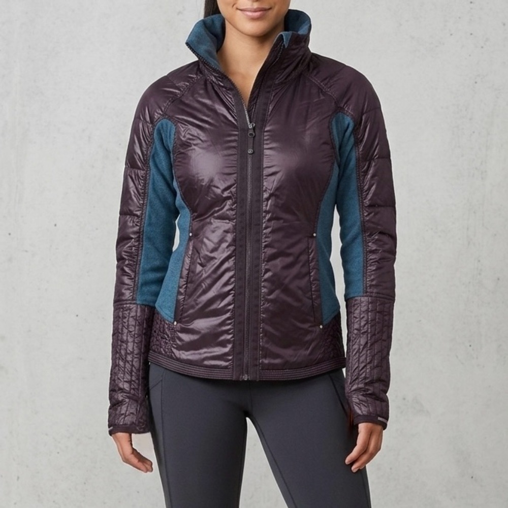 Lululemon Down For A Run Hybrid Jacket - Black/Blue - Goose Down & Fleece - S